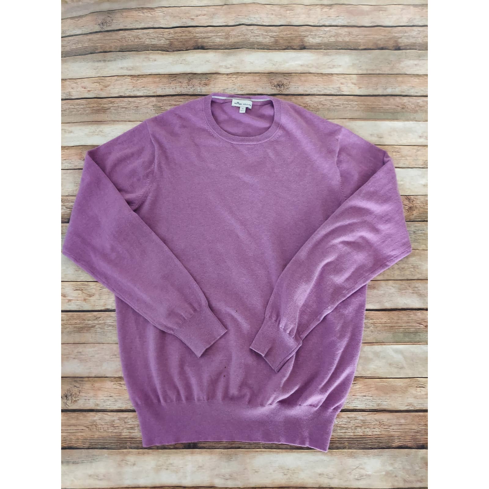 Peter Millar Men Cotton Cashmere Blend Light Pullover Sweater Purple Sz M